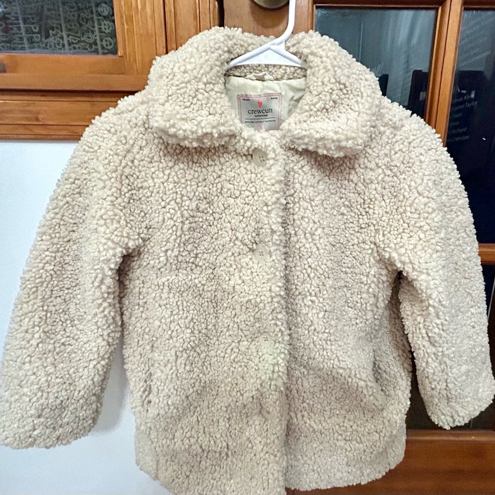 J Crew Crewcuts Sherpa Coat for Girks Sz Small Beige